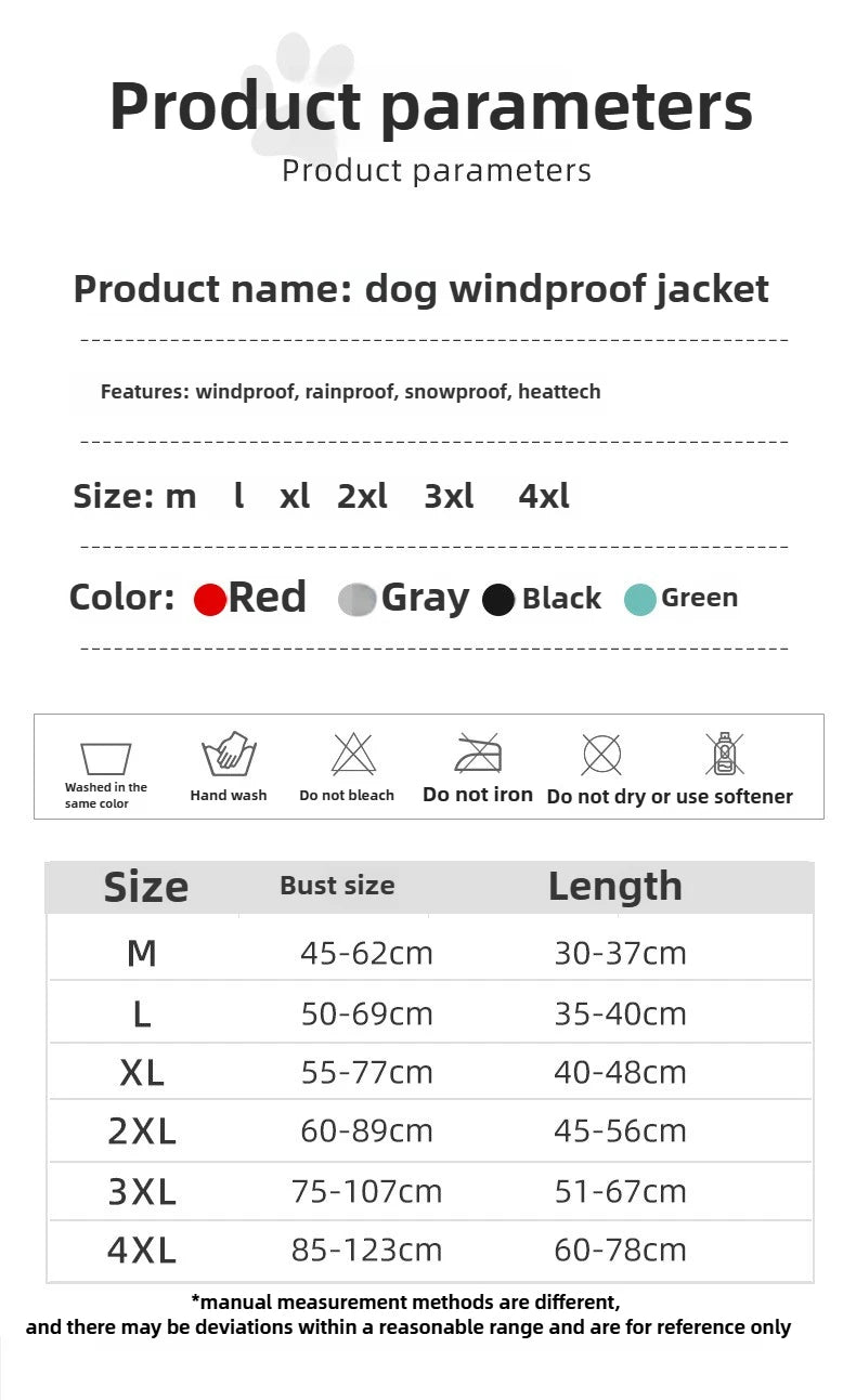 Shepherd’s Choice Windproof Dog Jacket | All-Season Rain & Snow Protection