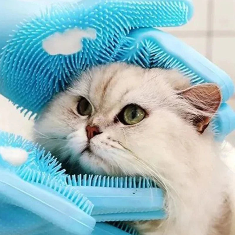 Pet Grooming Bathing Gloves Dog Cat Bathing Shampoo Scrubber Massaging Cleaning Cleanner Sponge Silicon Hair Removal Glove