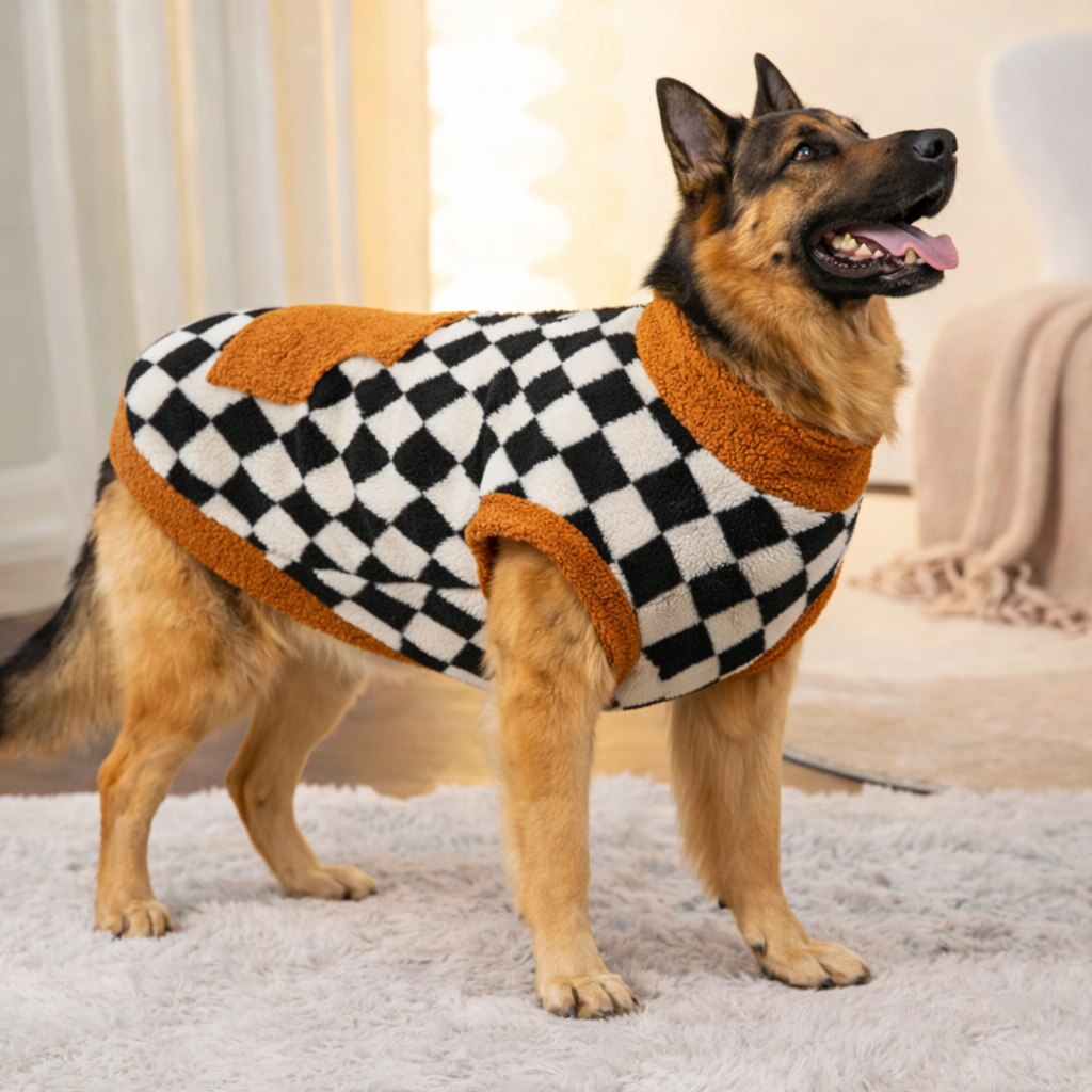 Shepherd’s Choice Plaid Fleece Winter Dog Vest | Warm & Cozy Fit