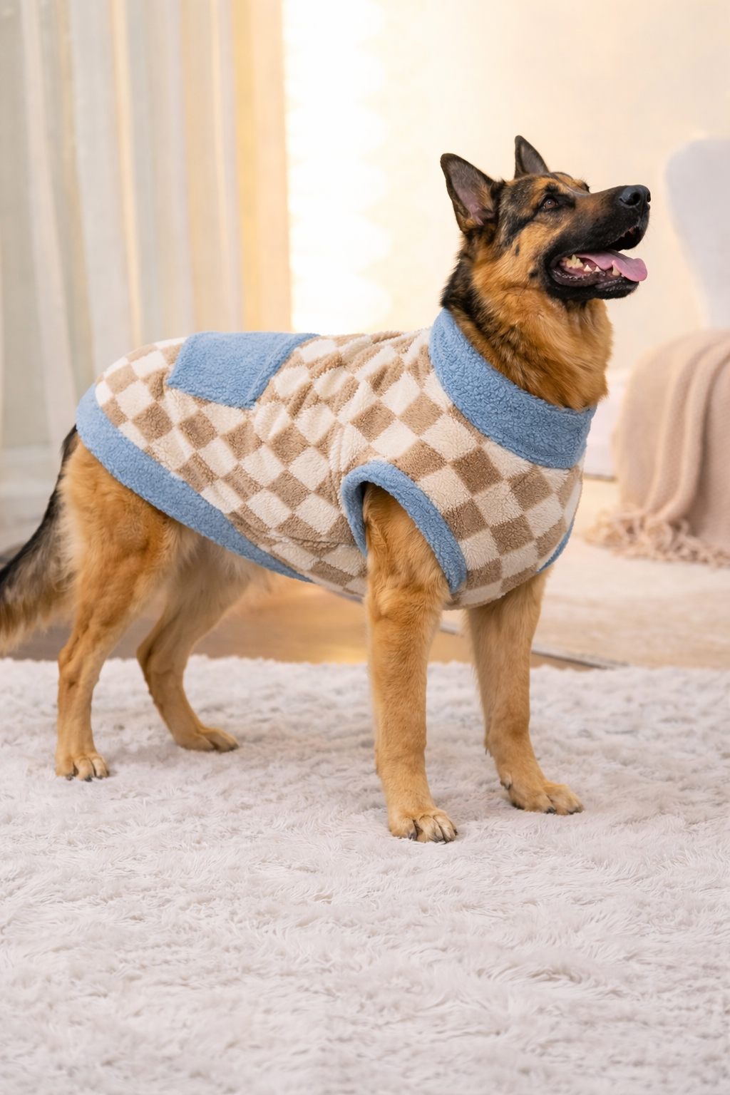 Shepherd’s Choice Plaid Fleece Winter Dog Vest | Warm & Cozy Fit