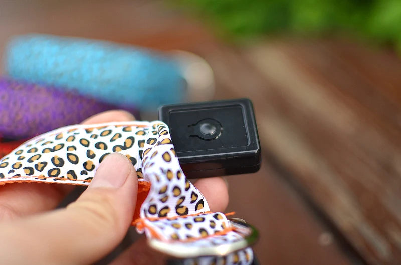 Leopard LED Dog Collar Luminous Adjustable Glowing Collar For Dogs Pet Night Safety Nylon Collar Luminous LED Bright Dog Collar