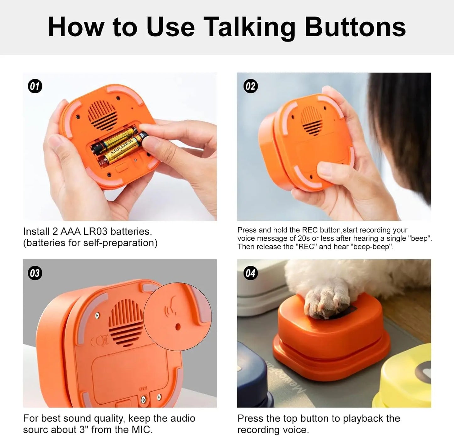 Interactive Dog Talking Buttons with Mat – Teach Your Dog to Speak