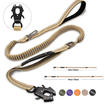 Tactical Bungee Dog Leash with Quick Release Carabiner