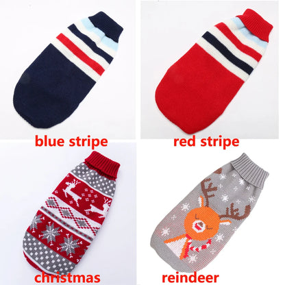 Shepherd’s Choice Striped Winter Sweater for Dogs | Warm Wool Pet Clothing with Size Chart