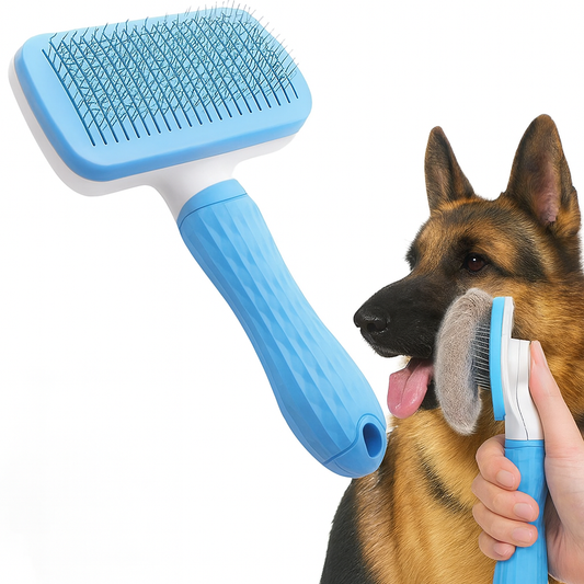 Shepherd’s Choice Self-Cleaning Slicker Brush | Stainless Steel Pin Dog Grooming