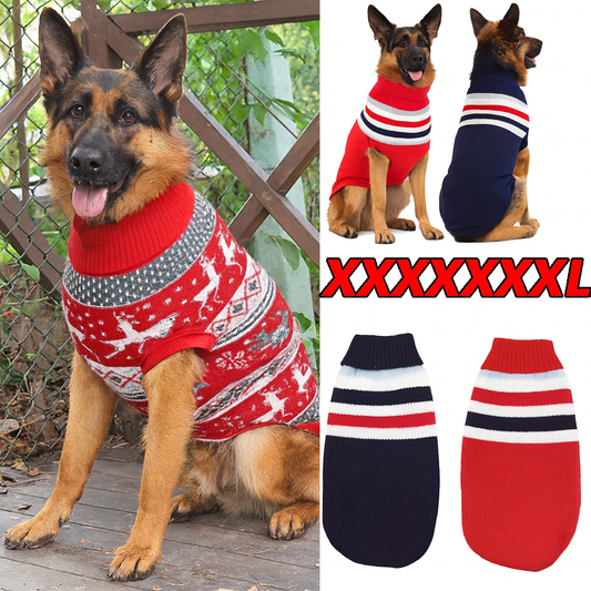 Shepherd’s Choice Striped Winter Sweater for Dogs | Warm Wool Pet Clothing with Size Chart